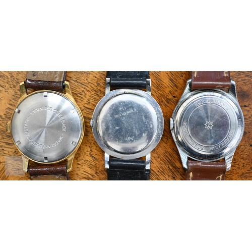 262 - Three vintage gents wristwatches circa 1950's/60's; Trada, oyster dial, gold plated case/steel back,... 