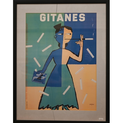 304 - Three Gitanes cigarette advertising posters, two advertising mirrors for Lindt and Mumm champagne, a... 