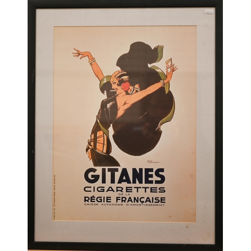 304 - Three Gitanes cigarette advertising posters, two advertising mirrors for Lindt and Mumm champagne, a... 