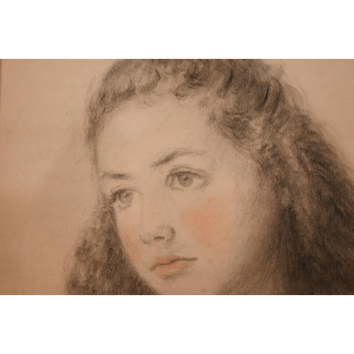 305 - R Sullivan - Portrait of a young girl, pencil, signed and dated June 1895, 37 x 26 cm