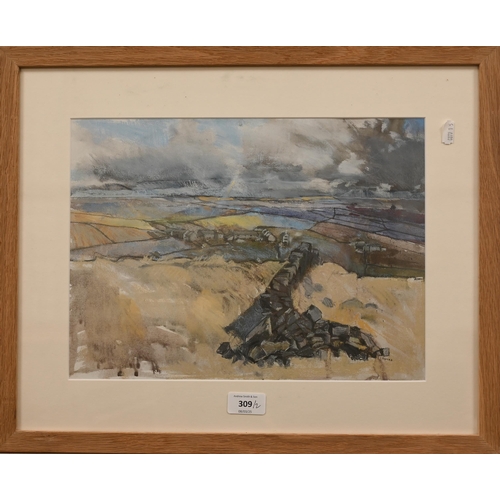 309 - Roy Beddington - Game shooting, watercolour, signed, 27 x 37 cm