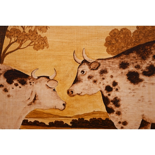 312 - Norah Golden - 'Shorthorn Cows', oil on board, signed with initials and dated 1995, 39 x 59 cm