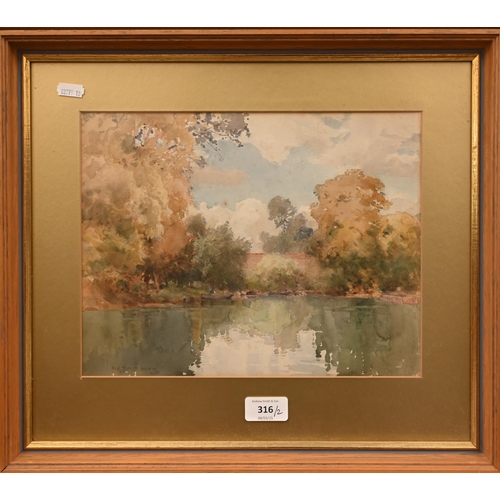 316 - Henry Charles Jarvis - A lake view, watercolour, signed, 23 x 30 cm to/w Renée Nash - 'Towards Bodin... 