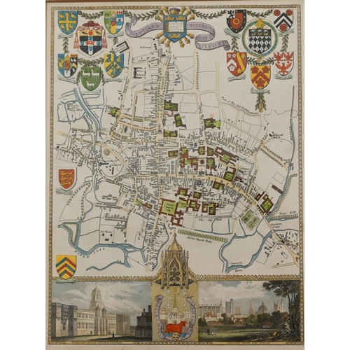 322 - Two map engravings - City and University of Oxford, 25 x 19 cm and Saxton's map of Cornwall, 48 x 61... 