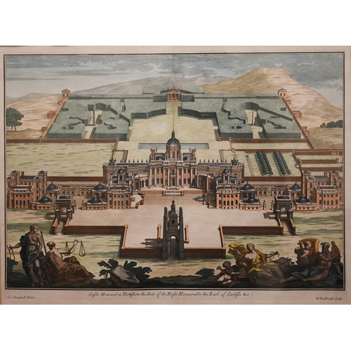 332 - Two hand-coloured architectural engravings - Alveston the Seat of Edward Hill, and Castle Howard, 38... 