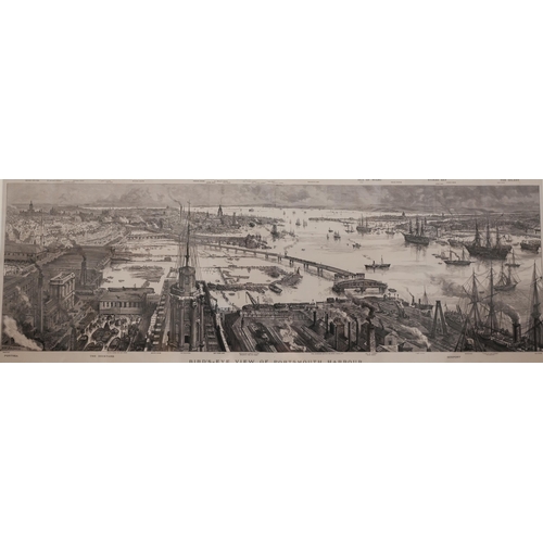 340 - A bird's eye view of Portsmouth Harbour, 29 x 83 cm