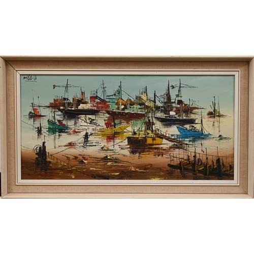 342 - Mixed pictures including pencil signed print of Mediterranean harbour; Max - 1960s harbour view oil ... 