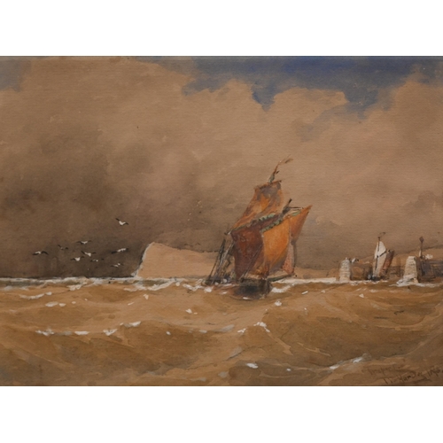 347 - Thomas Bush Hardy (1842-97) - 'Off Treport', watercolour, inscribed, signed and dated 1875, 12 x 16 ... 