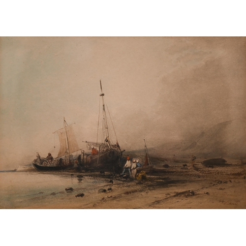 348 - F Frantz (1876-1945) - Beached boats, watercolour, signed, 17 x 24 cm to/w C H Baskett (1872-1953) -... 