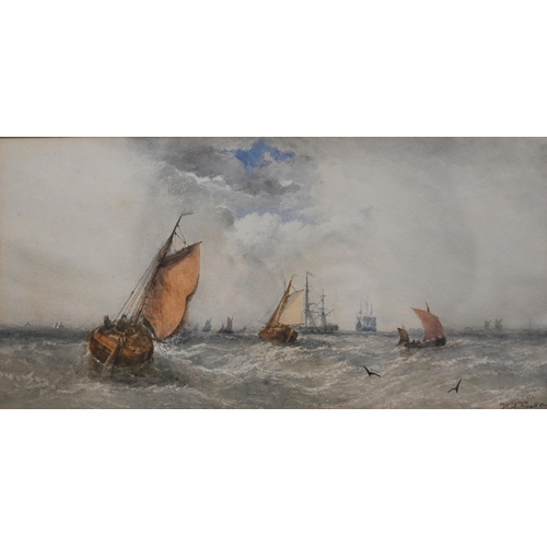 351 - William Adolphus Knell Snr (1808-1875) - 'Off the Dutch Coast', watercolour, signed and inscribed ve... 