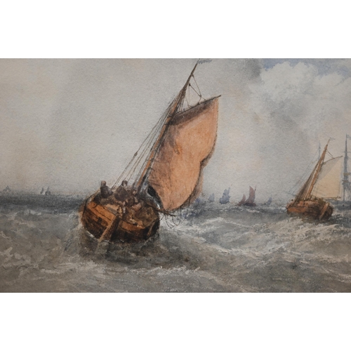 351 - William Adolphus Knell Snr (1808-1875) - 'Off the Dutch Coast', watercolour, signed and inscribed ve... 