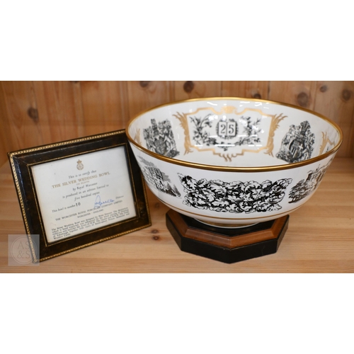 358 - A Royal Worcester limited edition Royal commemorative 1972 Silver Wedding Bowl no. 10/500, to/w a pa... 