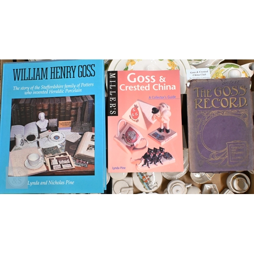 371 - A selection of Goss and other crested china, to/w three books on the subject (box)