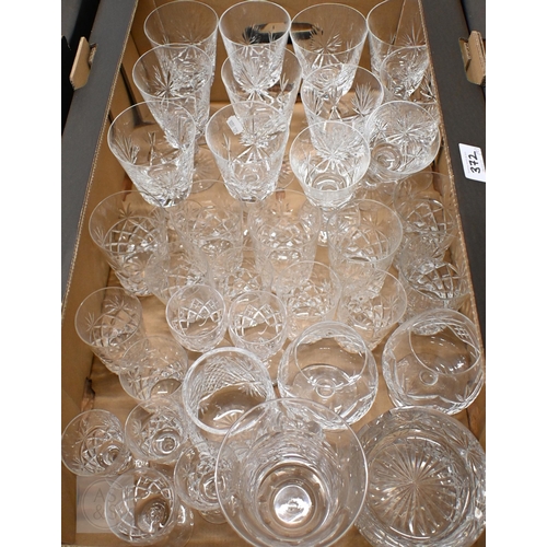 372 - A set of thirteen Edinburgh cut glass champagne flutes to/w twelve Edinburgh wine glasses and matchi... 