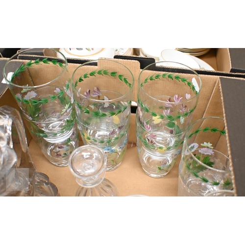 376 - A set of twelve Webb cut wine glasses to/w ten matching plates and four tumblers; lot also includes ... 