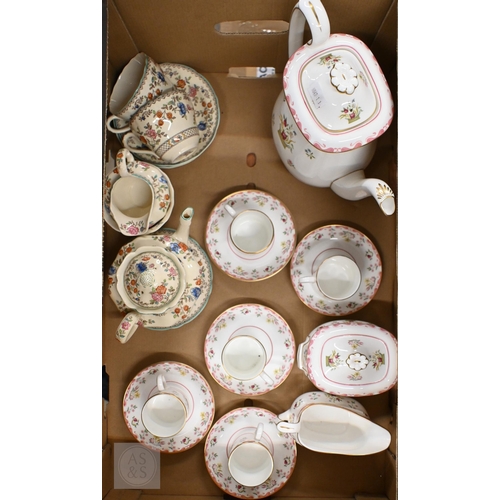 394 - A Wedgwood Williamsburg 'Bianca' coffee set for four including pot, a Copeland Spode 'Royal Jasmine'... 