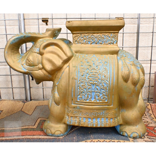 395 - Two Chinese ceramic 'elephant' stools/plant stands, 46/43 cm (2)