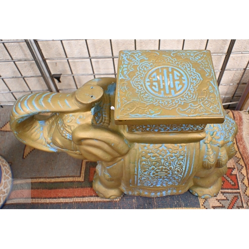 395 - Two Chinese ceramic 'elephant' stools/plant stands, 46/43 cm (2)