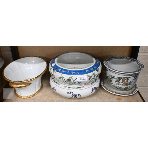 396 - Seven various Asian and other jardinieres, bowls and planters