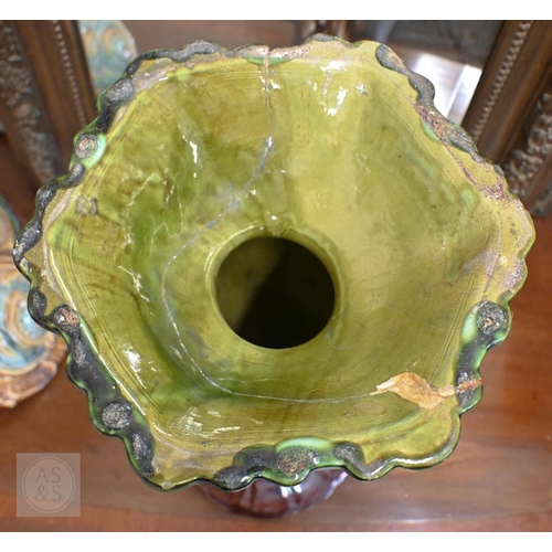 399 - Two majolica jardiniere stands, 54/56 cm high taller one repaired