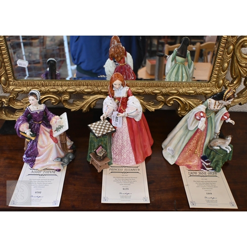 401 - Three limited edition Royal Doulton figures - Lady Jane Grey HN3680, Princess Elizabeth HN3682 and M... 