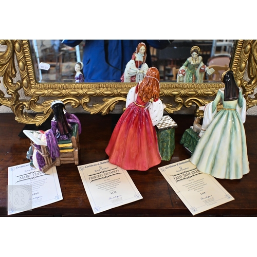 401 - Three limited edition Royal Doulton figures - Lady Jane Grey HN3680, Princess Elizabeth HN3682 and M... 