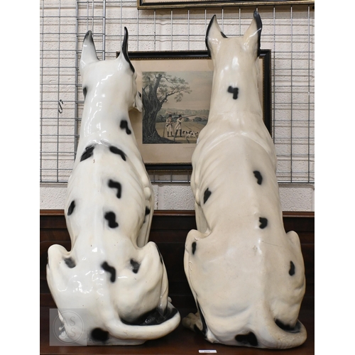 404 - Two large ceramic dogs (probably Great Danes), 84 cm high