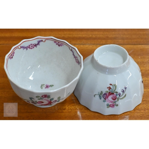 411 - Six 18th and 19th century Chinese famille rose porcelain tea bowls to/w a pair of coffee cans and a ... 