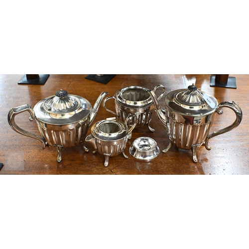 420 - An epns four piece tea service to/w a trencher salt (5)