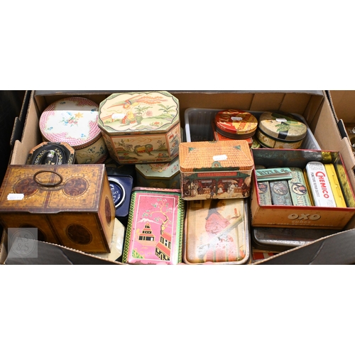 454 - Various antique, vintage and later tins (box)