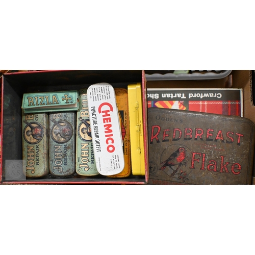 454 - Various antique, vintage and later tins (box)