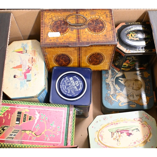 454 - Various antique, vintage and later tins (box)