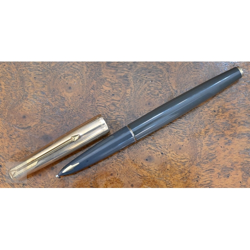 467 - Two Sheaffer Targa fountain pens with 14K nibs and a similar pen-section with 14 nib, to/w a Parker ... 