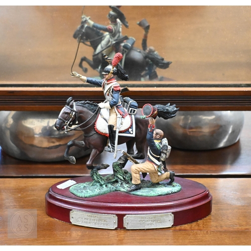 471 - A Charles C Stadden Studios painted metal group, Napoleonic cavalryman and foot-soldier