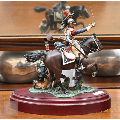 471 - A Charles C Stadden Studios painted metal group, Napoleonic cavalryman and foot-soldier