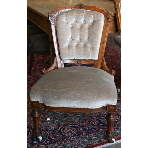 53 - Companion pair of Edwardian carved walnut chairs