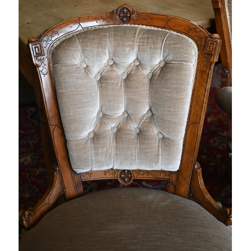 53 - Companion pair of Edwardian carved walnut chairs