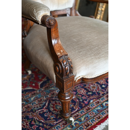 53 - Companion pair of Edwardian carved walnut chairs