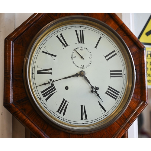 54 - Antique American E N Welch 'Verdi' drop octagon wall clock (1877 - 93), thirty one inch rosewood par... 