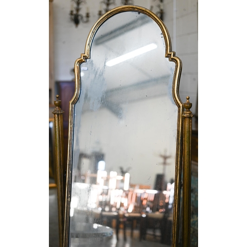 58 - Queen Anne style gilt framed cheval mirror, 162 cm h