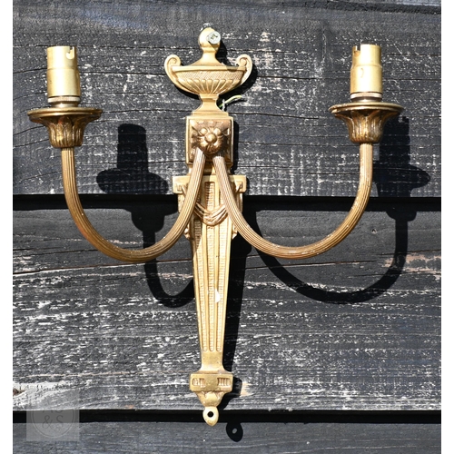 278 - Five Neoclassical design twin branch wall lights, 26 cm h