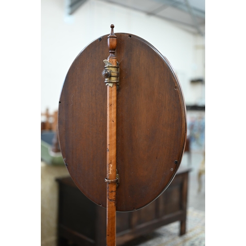 289 - Victorian adjustable pole screen with oval pastel portrait of a young lady