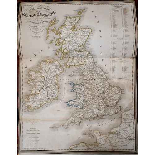 456 - A French 1832 steel map engraving 'Carte Routière de la Grande Bretagne', 83 x 54 cm trimmed - lower... 