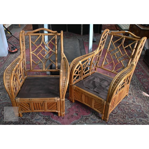 272 - A pair of bamboo Art Deco style conservatory armchairs, no cushions (2)