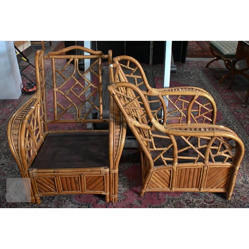 272 - A pair of bamboo Art Deco style conservatory armchairs, no cushions (2)