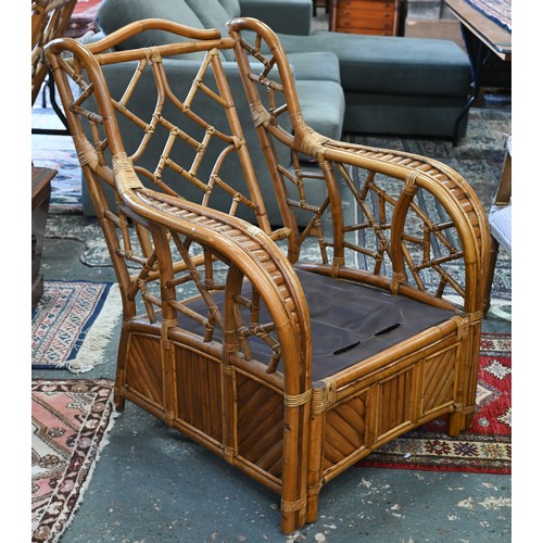 272 - A pair of bamboo Art Deco style conservatory armchairs, no cushions (2)