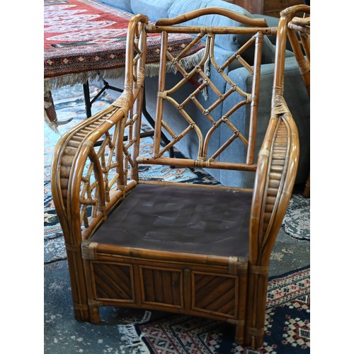 272 - A pair of bamboo Art Deco style conservatory armchairs, no cushions (2)