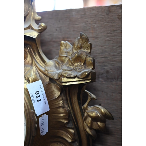 676 - An antique French gilt metal 8-day cartel clock, the 8-day two train movement by Japy Freres, striki... 