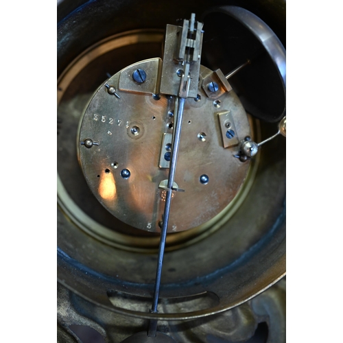 676 - An antique French gilt metal 8-day cartel clock, the 8-day two train movement by Japy Freres, striki... 