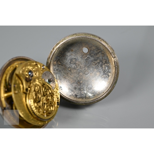 298 - A George III silver pair cased fusee fob watch by Fludgate, London, 1786, damaged and a/f